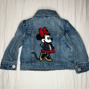 Baby Gap Disney Embroidered Patch Minnie Mouse Denim Jean Jacket Girl 12-18M